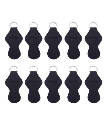 WACAR 10pcs Sublimation Blanks Chapstick Holder Keychains Bulk Lipstick Holder Keychains Chapstick Keyring Holder Black