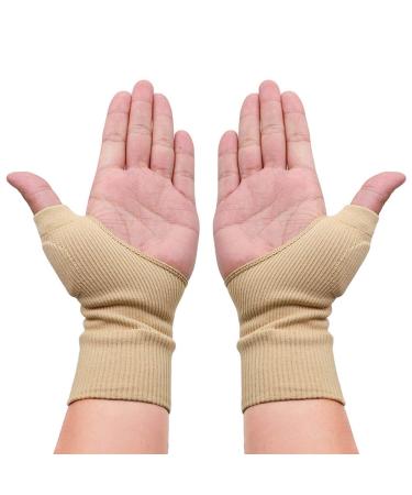 Ztl 1 Pair Therapy Gloves Gel Filled Thumb Support Wrist Brace Arthritis Compression for Men & Women Skin Color