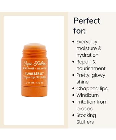 Cape Saltie Massage Beauty Flowerfruit Vegan Oil Lip Balm in "Mermaid Fruit" Grapefruit (25ml 0.85 oz Jumbo Size Peach Tint) | Nourish Hydrate Moisturize | Infused with Natural Fruit Oil - Buy Online on GoSupps.com