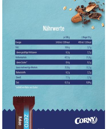 Oat Bar Corny Haferkraft Zero Cocoa Vegan No Added Sugar 125 Kcal | 48x35g Healthy Snack for Weight Management - Buy Online on GoSupps.com