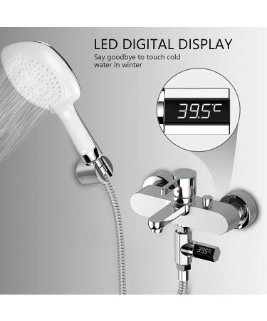 360 Rotating Shower Thermometer | LED Digital Display | Baby Bath Water Fahrenheit Celsius Thermometer | Home Bathroom Kitchen Silver - Buy Online on GoSupps.com