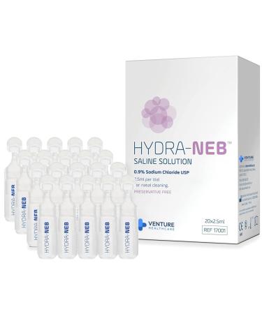 Hydra-Neb 0.9% Saline Solution for Nebulizer and Moisturizing of The Airways - Sodium Chloride 0.9% for Nose & Eyes, Nasal Cleanse for Adults and All Ages - 50ml / 1.69 fl oz
