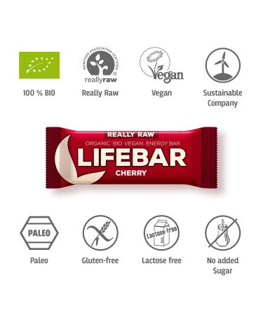 Lifebar Energy Bar - Vegan Organic Raw Sports Bar for Hiking Cycling & Fitness (Cherry) - Boost Your Energy! - Buy Online on GoSupps.com