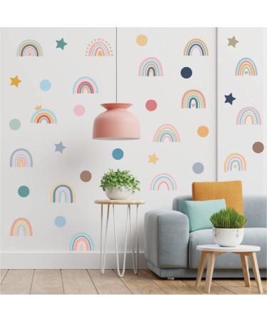 152PCS Wall Decals Rainbow Stars DIY Wall Stickers for Girls Kids Room Bedroom Nursery Room Living Room Decoration