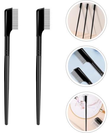 LALAFINA Combs Separator Comb Brow Needle for Eyelashes Metal Brush Define Brushes Stainless Steel Grooming Stain Tool Women Makeup with Applicator Teeth Tools Separation Mascara Curler 14X2X0.5CM Black - Buy Online on GoSupps.com