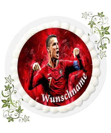 Football + desired name cake topper cake picture birthday fondant 20cm Ronaldo Football No. 43