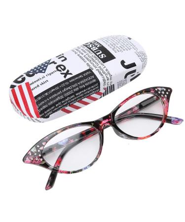 Reading glasses fashionable unisex-street decoration clear glasses glare protective filter light glasses with red striped frame and stroage etui (+1.0)