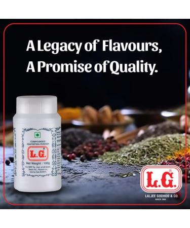 L.G. Compounded Asafoetida (Hing) Powder - 100g | Authentic Spice for Indian Cooking Enhances Flavor & Aids Digestion | No Artificial Flavors 100% Natural - Buy Online on GoSupps.com