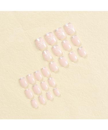 SINLOV Short Square Fake Nails Flower Glossy Press on False Nails Pink Nude French Full Cover False Nails for Women and Girls - Buy Online on GoSupps.com