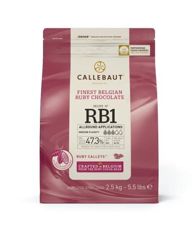Callebaut Ruby Chocolate Callets | Recipe RB1 | Crafted from the Ruby Cocoa Bean, No Colourants, No Fruit Flavorings | 5.5 lb / 2.5 kg 5.5 Pound (Pack of 1)