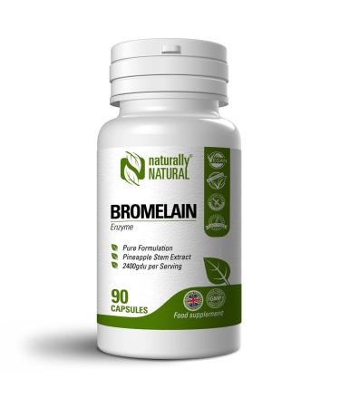 Naturally Natural Bromelain 90 Vegan Capsules High Dose 2400gdu per Serving Pure Formulation for Inflammation Swelling and Digestion