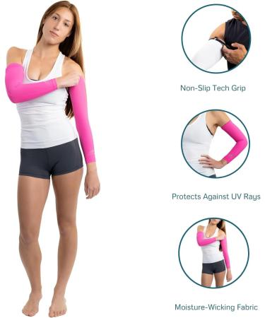 CompressionZ UV Protection Compression Arm Sleeves Pink XS for Men & Women - Buy Online on GoSupps.com
