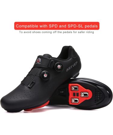 Artvep Men Women MTB Bicycle Shoes - Compatible with Look SPD SPD-SL Delta Lock Pedals & Peloton - All Black - Size 45 EU - Buy Online on GoSupps.com