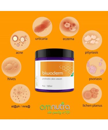 Biwaderm Probiotic Skin Cream - Organic 4oz for Eczema Psoriasis & Folliculitis Treatment with Pure Aloe Vera Gel - Buy Online on GoSupps.com
