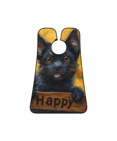 dog is expressing happy Print Beard Bib Apron Non-Stick Beard Men's Hair Catcher for Shaving Gifts for Men. One Size Black2