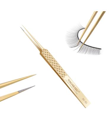Nagaraku Faserspitze eyelash extension tweezers Professional eyelash tweezers Precision tweezers 5cm slim tweezers antistatic anti-slip separate eyelashes straight tweezers (AG-01)