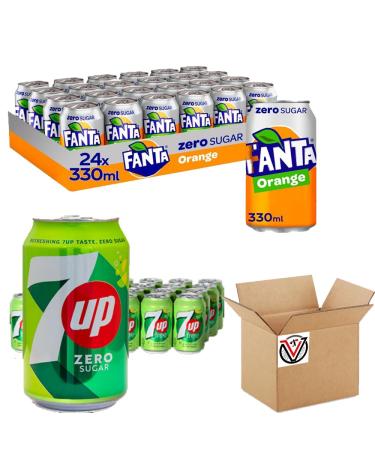 VIMIX Zero Sugar Fanta Orange & 7up Refreshing Soft Drink Cans 330ml | Pick Any Type & Number of Cans