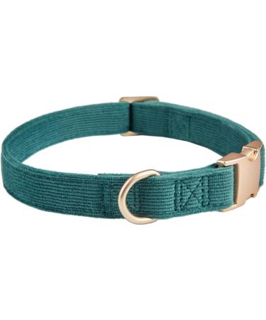Petiry Soft Dog Collar with Safety Metal Buckle - Adjustable Velvet Corduroy Puppy Collar for Small Dogs | Forest Green | Neck 25-38cm S - Buy Online on GoSupps.com