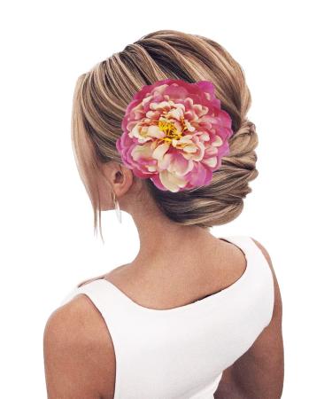 Peony Flower Hair Clip | Hanfu Bridesmaid Hairpin & Brooch - Buy Online on GoSupps.com