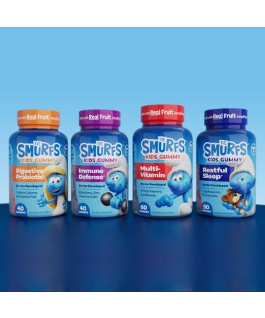 Smurfs Kids Multivitamin Gummies | 15 Essential Vitamins & Minerals | Real Fruit in Smurf Berry Flavor | Doctor Developed & Non-GMO | 60 Gummies - Buy Online on GoSupps.com