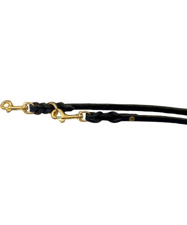 Buy Dogeline Fat Leather & Brass Leash for Small & Large Dogs - Adjustable Double Linen 3.50m x 8mm Black - International Shipping Available - Buy Online on GoSupps.com