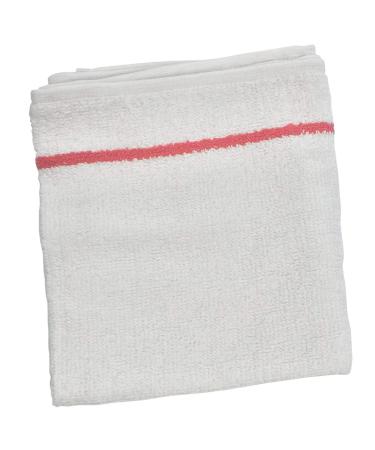 BaBylissPRO 100% Cotton Deluxe White Towels with Cherry Stripe 12 per pack 1 Count