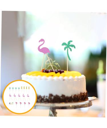 TOPBATHY 125 Pcs Flamingo Card Gold Decor Hawaiian Toothpicks Toppers Dessert Insert Topper Cake Plastic - Buy Online on GoSupps.com