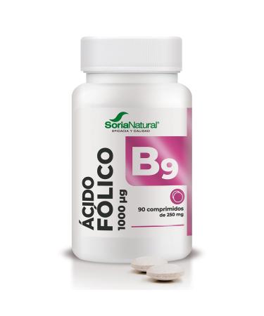 Soria Natural Folic Acid maximum absorption supports the immune system vitamin necessary for pregnancy sustained release for better assimilation 90 tablets of 250 mg