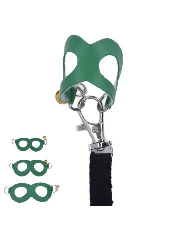Asixxsix dishwear and leash set hamster dishes and leash set with 3 sizes synthetic leather crockery nylon line and bell for guinea pigs hamsters ferrets chinchilla (green)