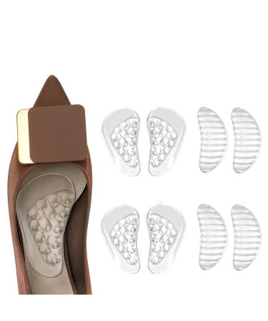 4 Pair of Transparent Arch Support Insoles Particle 2 Arch Pads and 2 Striped Arch Pads Suitable for Men and Women with Flat feet and high Arches Reduce Foot Pressure and Bring Maximum com