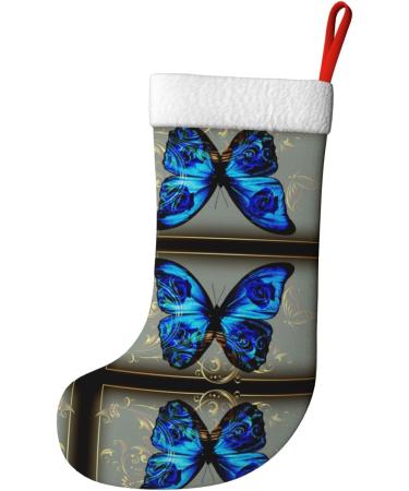 Buy Ffexs Merry Christmas Velvet Socks - Blue Butterfly Design | One Size Holiday Gift - Buy Online on GoSupps.com