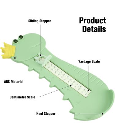 Children's Shoe Size Measuring Device - Green Dinosaur Foot Meter with Double Scale for Accurate Foot Length Measurement - Buy Online on GoSupps.com