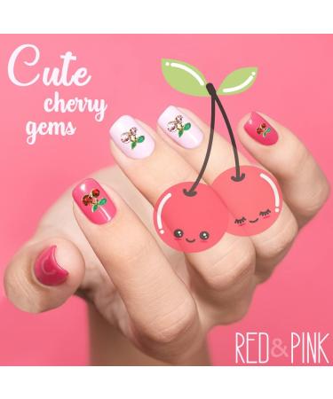 40pcs 3D Cherry Nail Charms Rhinestones - Pink/Red Gold 6mm/8mm - Cute Fruit Gems for DIY Manicure - Buy Online on GoSupps.com