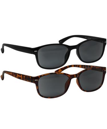 Reading Glasses - Readers with Comfort Spring Hinges for Men and Women by TruVision Readers - 9505HP Black & Tortoise Sun 2.0 x
