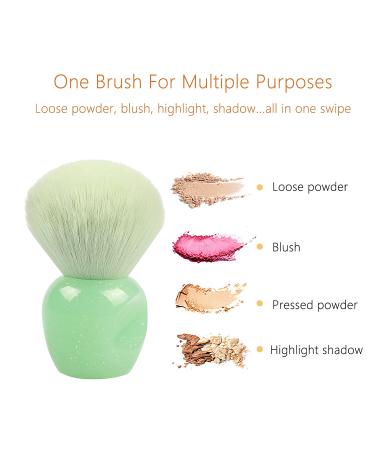 Large Face Brush for Powder Makeup, Blush, Setting Powder, and Bronzer - Plush Fibers (Green) - Buy Online on GoSupps.com