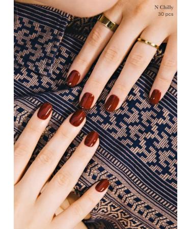 ohora Semi Cured Gel Nail Strips (N Chilly) - Salon-Quality Long Lasting Nail Kit - Easy Application & Removal - Includes Prep Pads, Nail File, and Wooden Stick - Buy Online on GoSupps.com