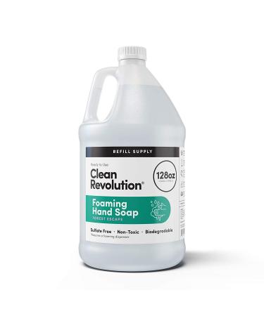 Clean Revolution Foaming Hand Soap Refill Supply Container. Ready to Use Formula. Forest Escape Fragrance  128 Fl. Oz Forest Escape 128 Fl Oz (Pack of 1)