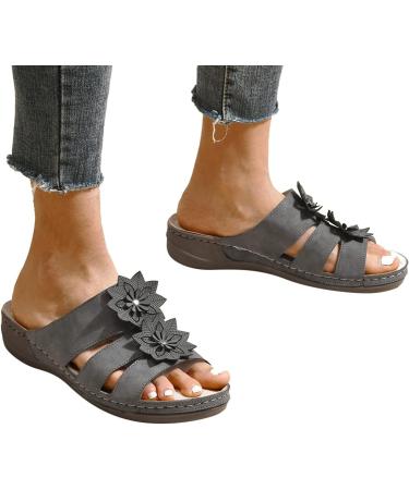 Elegant Women's Plateau Sandals with Wedge Heel - Comfortable Glitter Slides for Summer Vacation | S42745 Gray UK 6 - Buy Online on GoSupps.com