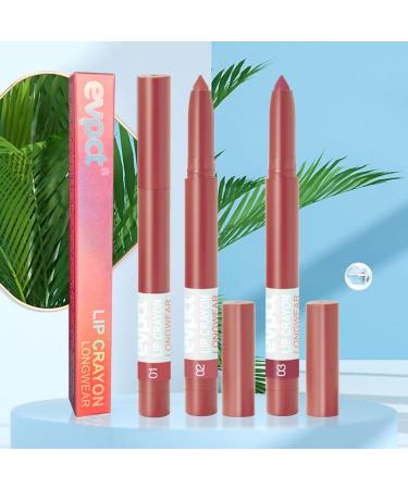 BingBrush 3 Colors Crayon Matte Longwear Lipstick Pack Set - Moisturizing Lipliner with Sharpener - Ultimate Lip Crayon for Makeup - Waterproof Velvet Lipgloss and Stain - (01 Pink Beige) - Nourishing Formula - Buy Online on GoSupps.com