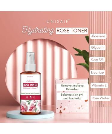 Rose Toner for Face | Hydrating Facial Mist & Makeup Remover | Acne Prone Skin Solution | 3.38 Fl oz (100 ml - Buy Online on GoSupps.com