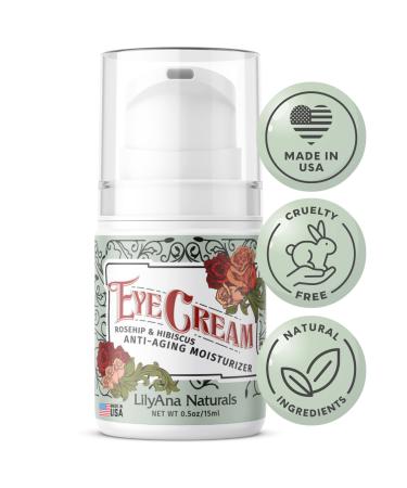 LilyAna Naturals Eye Cream - Eye Cream for Dark Circles and Puffiness, Under Eye Cream, Anti Aging Eye Cream Reduce Fine Lines and Wrinkles, Rosehip and Hibiscus Botanicals - 0.5oz 0.5 Ounce (Pack of 1)