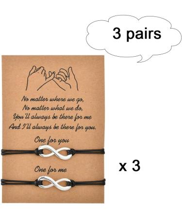 3 Pairs of Friend Bracelets Pair of Bracelets Adjustable Bracelets Friendship Bracelets for Adults Men and Women Girls and Boys (Black) - Buy Online on GoSupps.com