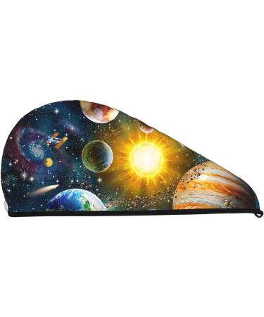 Space Planet Microfiber Hair Towel Soft Super Absorbent Coral Velvet Wrap for Long Curly & Thick Hair - Quick Dry Solution for Women - Buy Online on GoSupps.com