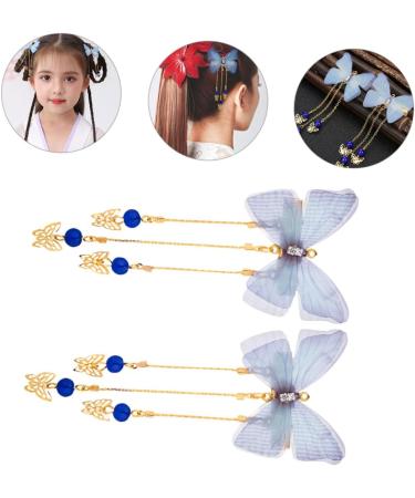 minkissy 4 Pairs Hanfu Butterfly Headdress Han Chinese Costume Accessories Hanfu Hair Clip Fabric Hairpin Kimono Hair Accessories Hair Barrettes Metal Hair Clips Jewelry Child Tassel Alloy - Buy Online on GoSupps.com
