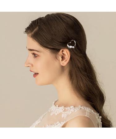 Aneneiceera Love Hair Clip Gold Crystal Hair Barrette One word Clip Hollow Out Heart Hair Pin Pearl Headpieces Decorative Hair Pins Headwear Bride Hair Accessories for Women and Girls(Love) - Buy Online on GoSupps.com