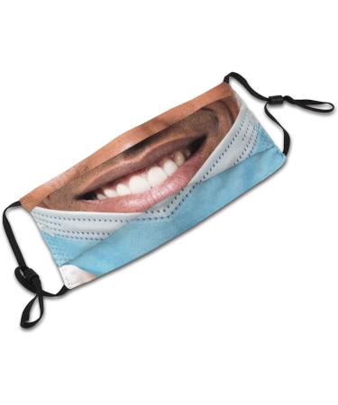 PPFINE Funny Beard Mustache Face Mask Washable Face Bandanas Balaclava Reusable Fabric with 2 Filters Gift for Adult Men Black Man Funny Smiling Mouth Fake 1 Count (Pack of 1) - Buy Online on GoSupps.com