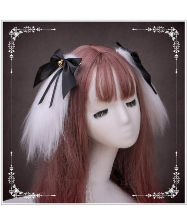 caralin Furry Long Bunny Ears Hair Clips Lolita Kawaii Rabbit Bowknot Cosplay Hairpins Women Barrette Pink - Buy Online on GoSupps.com