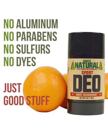 Sam s Natural Deodorant - Sport - Holiday Gifts - Stocking Stuffers - Gifts for Men - Aluminum Free DEO - No phthalates parabens sulfates or dyes - Vegan Cruelty Free - 3 oz - Buy Online on GoSupps.com