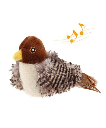 Gigwi Cat Toys for Indoor Cats, Interactive Cat Toy with Real Chirping Bird Electronic Sound, Cat Feather Toys with Soft Plush Relieve Boredom Squeaky Bird