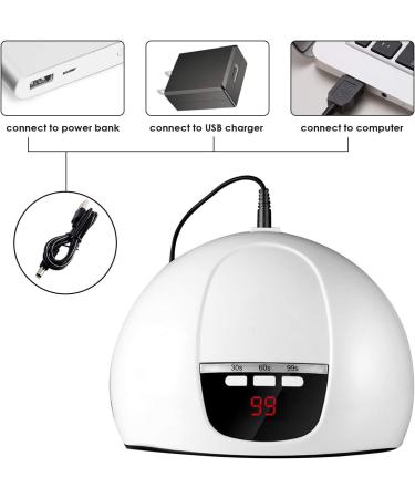 Eurobuy Nail Dryer 54W 18 UV LED Nail Lamp Fast Curing USB Nail Dryer with 3 Timer Setting Automatic Sensor LCD Display Nail Lamp for Gel Polish UV LED Gel Nail Art Manicure White - Buy Online on GoSupps.com